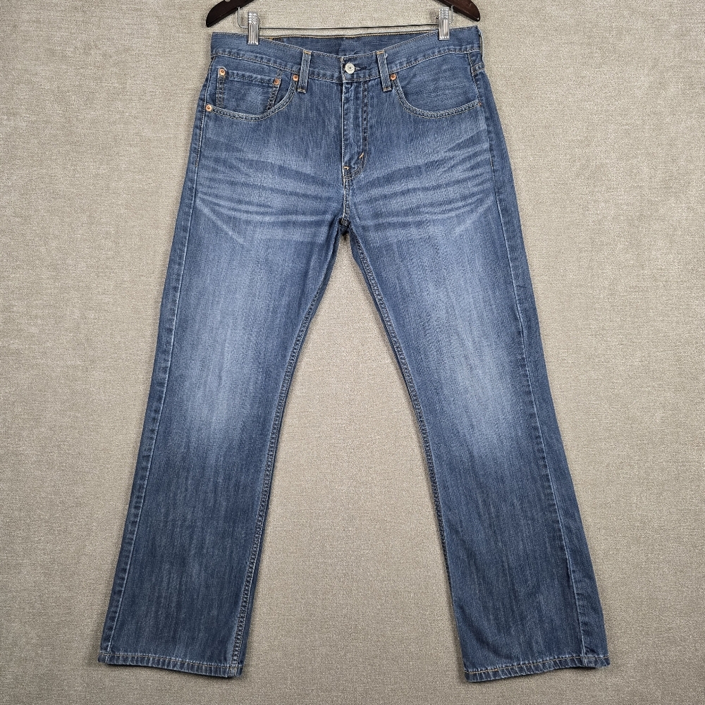 Levi's Jeans Mens 34x30 Blue 527 Bootcut Denim Fade Whiskering Western (G33)